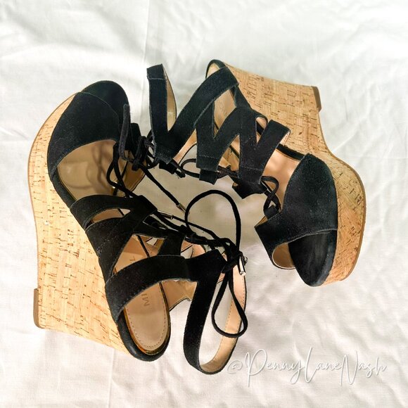 Michael Alli Lace Up Suede Cork Wedge Sandal - Picture 10 of 10